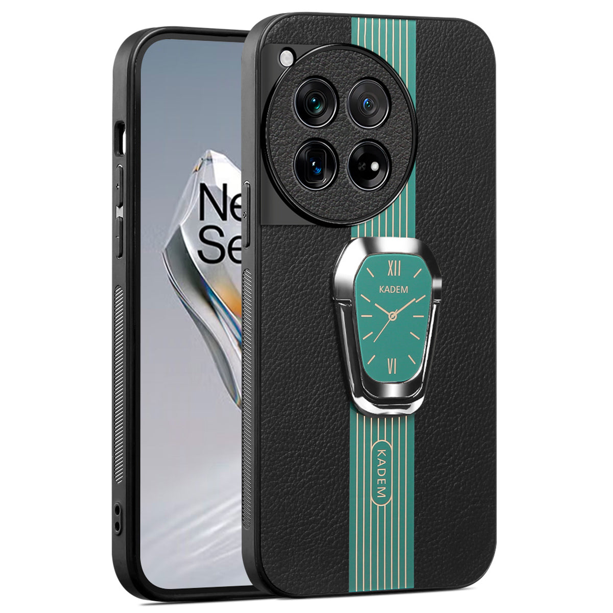 KADEM For OnePlus 12R 5G / Ace 3 5G Cover PU+TPU+Acrylic Kickstand Cell Phone Case KADEM For OnePlus 12R 5G / Ace 3 5G Cover PU+TPU+Acrylic Kickstand Cell Phone Case